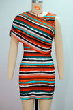 Asymmetrical Striped Mini Dress