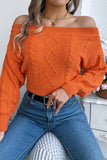 Off-Shoulder Cable Knit Sweater