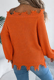 Off-Shoulder Frayed Sweater