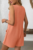 Sleeveless Button-Up Ribbed Romper