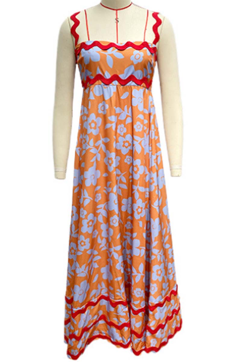 Scalloped-Trim Casual Maxi Dress
