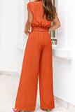Tie-Front V-Neck Wide-Leg Pants Set