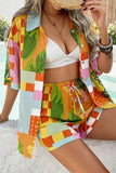 Colorblock Check Shirt and Shorts Set