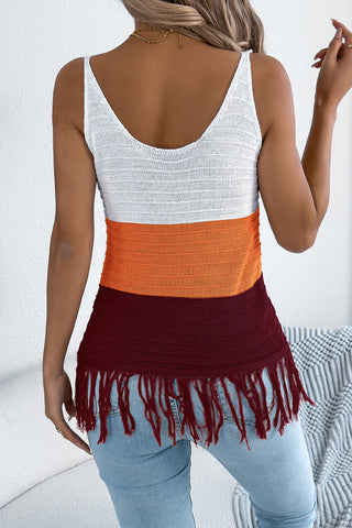 Fringe Hem Knit Tank Top