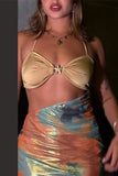 Halter Wrap Front Maxi Dress