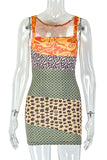 Patterned Patchwork Casual Dress
