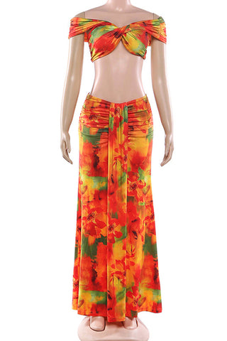 Vibrant Tropical Skirt Set