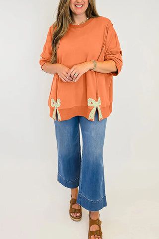 Bow-Accent Casual Sweatshirt