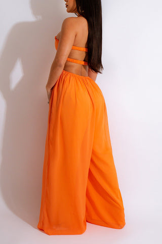 Halter Cutout Wide-Leg Jumpsuit