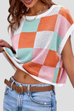 Plaid Knit Sweater Top