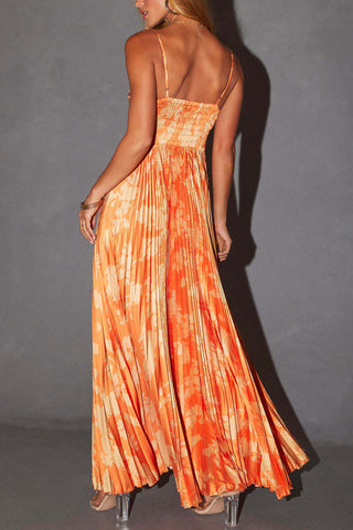 Spaghetti-Strap Pleated Maxi Dress