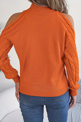 Cutout Shoulder Cable Knit Sweater