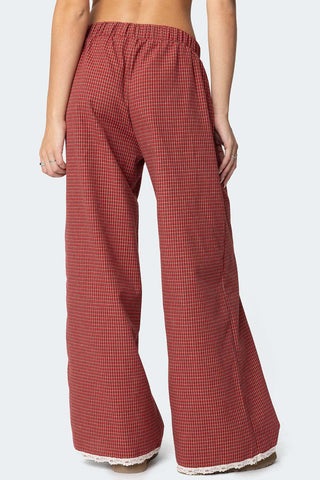 Button-Detail Wide-Leg Casual Pants