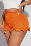 Ruffled Hem Crochet Casual Shorts