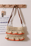Woven Shoulder Bag with Leather Strap