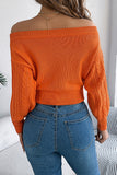 Off-Shoulder Cable Knit Sweater