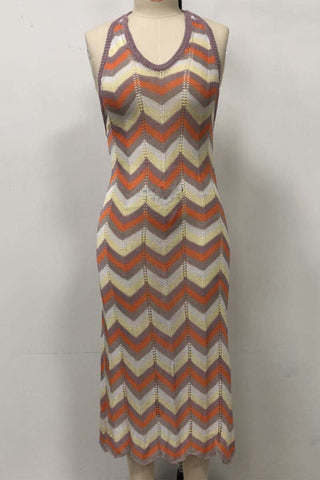 Chevron Patterned Casual Dress