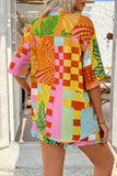 Colorblock Check Shirt and Shorts Set