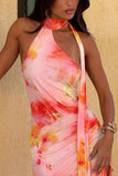 Elegant Floral Halter Sundress