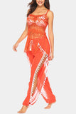 Tassel Trim Split-Leg Pants