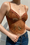 Floral Lace Trim Camisole Top