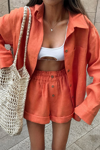 Chic Button-Front Short Set