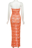 Strapless Lace Evening Dress