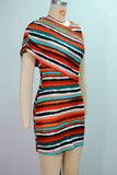 Asymmetrical Striped Mini Dress