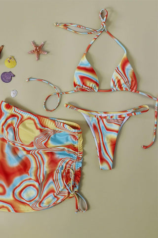 Vibrant Bikini Set with Skirt Cover-Up