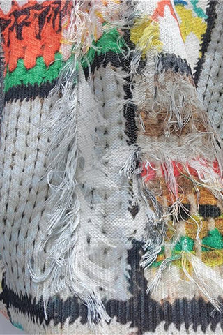 Patchwork Fringed Sweater