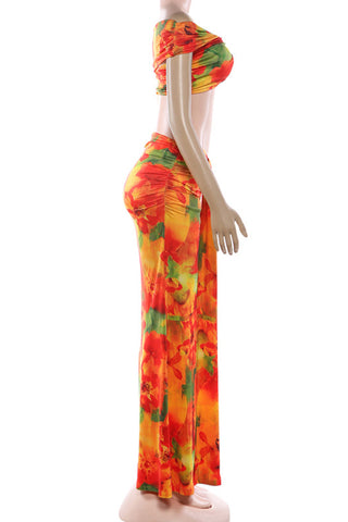 Vibrant Tropical Skirt Set