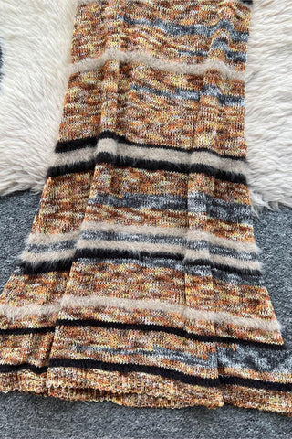 Striped Sleeveless Casual Knit Dress