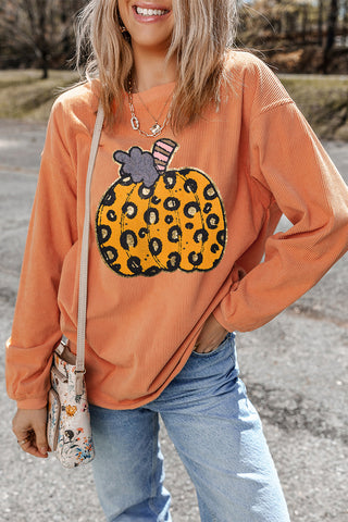 Halloween Leopard Pumpkin Pullover