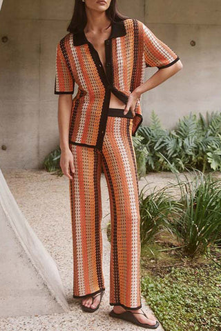 Button-Front Casual Two-Piece Set