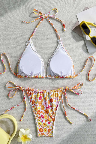 Floral Tie-String Bikini Set