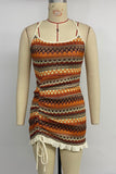 Strappy Patterned Casual Dress