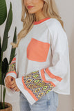 Patterned Sleeve Pocket Sweatshirt