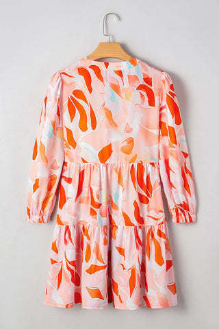 Abstract Tiered Half Sleeve Dress