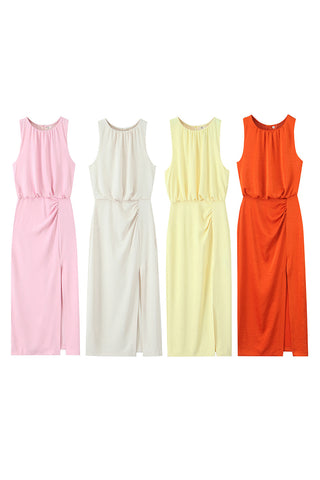 Sleeveless Draped Casual Dress