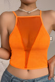Sheer High-Neck Ribbed Tank Top