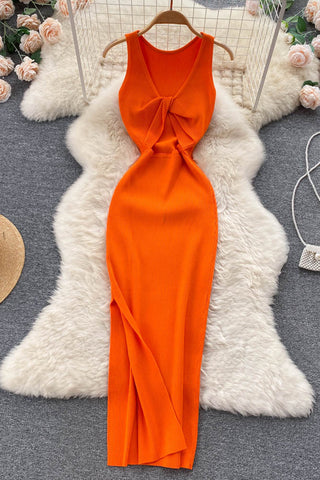 Knot Front Ribbed Dress