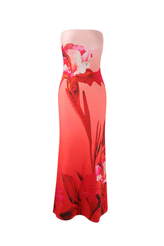 Strapless Floral Casual Dress