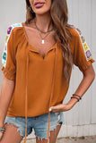 Floral Sleeve Peasant Blouse