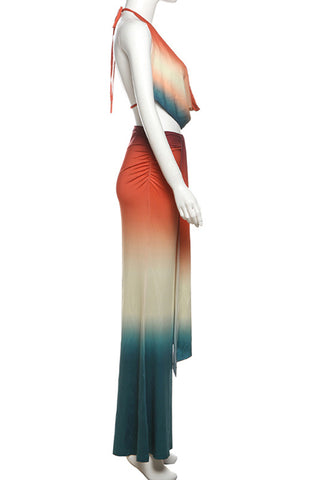 Draped Halter Skirt Set