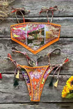 Floral Print Bikini Set with Tassel