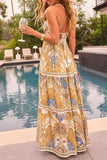 Bohemian Maxi Dress with Strappy Back