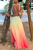 Gradient Halter Neck Maxi Dress