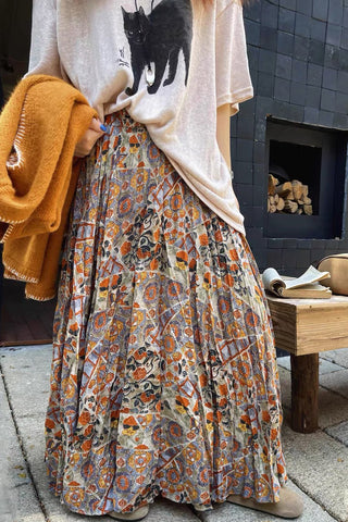 Patchwork Floral Maxi Skirt