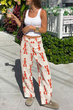 Playful Lobster Print Casual Pants