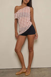 Off-Shoulder Checkered Tank Top